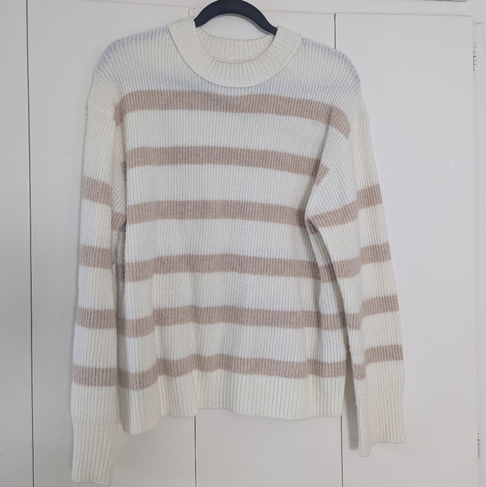 AE Striped Cream and Tan Sweater